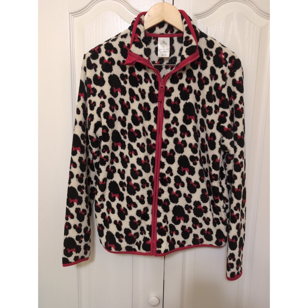 Disney Minnie Mouse Bow print Fleece Zip Up jacket size M